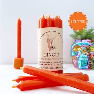 Ginger Orange Spell Candles, 5&quot; Orange Chime Candles, Witch Candles, Ritual Candles, Small Bulk Candles, Orange Candles for Spellwork