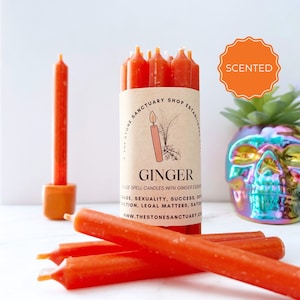 Ginger Orange Spell Candles, 5 Orange Chime Candles, Witch Candles, Ritual Candles, Small Bulk Candles, Orange Candles for Spellwork image 1