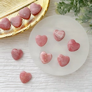 MINI Rhodochrosite Heart | 20mm Polished Pink Rhodochrosite Crystal Pocket Heart | Shop Pink Metaphysical Crystals