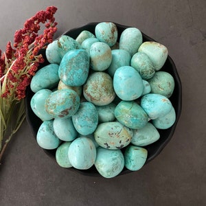Peruvian Turquoise Tumbled Stones | Natural Turquoise Gemstones from Peru | Shop Metaphysical Crystals for Throat Chakra
