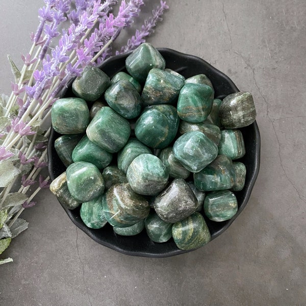 Emerald Tumbled Stones from India | Polished Emerald in Quartz Matrix Gemstonetones | Shop Green Metaphysical Crystals for Heart Chakra