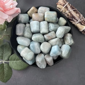 Aquamarine Tumbled Stones | Polished Aquamarine Crystal from India | Shop Metaphysical Crystals for Throat Chakra