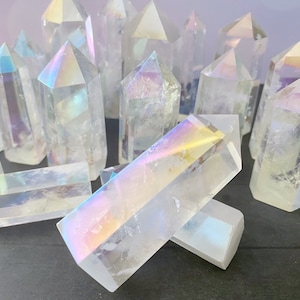 2-4&quot; Angel Aura Quartz Point | Polished Angel Aura Quartz Crystal Tower, Generator, Point | Shop Metaphysical Crystals | Aura Lite
