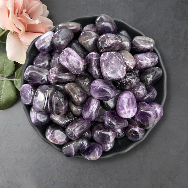 Dark Amethyst Crystal | Dream Amethyst Stones | Polished Dark Amethyst Tumble Stone | Metaphysical Crystals and Stones, Crown Chakra