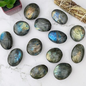 Labradorite Palm Stone | Labradorite Palmstone, Guaranteed Flash, 1st Quality, Worry, Meditation, Large 2.5" | Shop Metaphysical Crystals