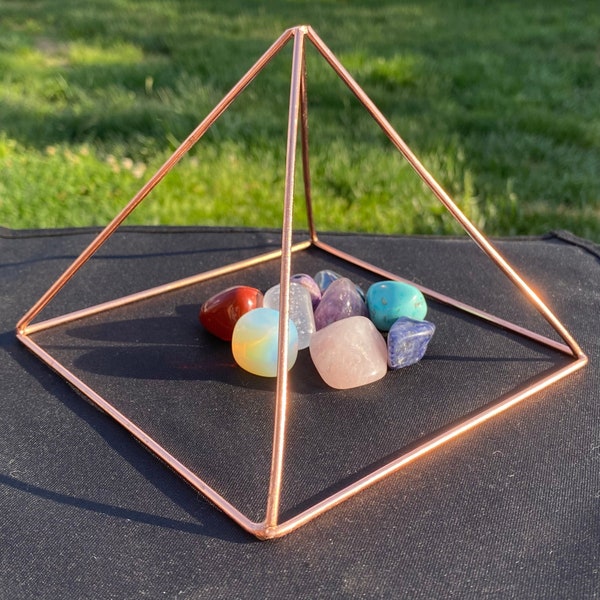 6" Copper Pyramid Energizer | Medium Copper Charging Pyramid | Crystal Cleansing, Meditation, Energy Work Tool | Metaphsyical Shop