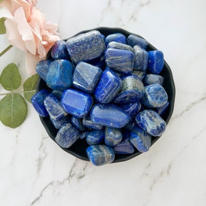 Lapis Lazuli Tumbled Stones | AAA+ Polished Lapis Lazuli Crystal | Shop Metaphysical Crystals for Third Eye, Throat Chakras