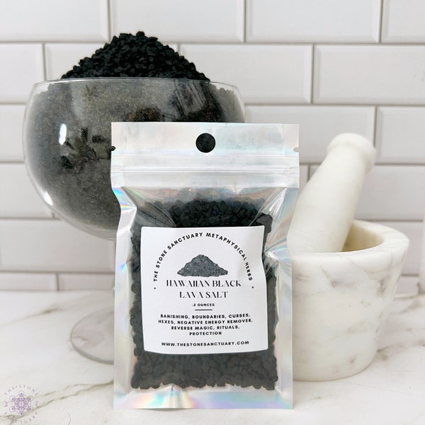 Black Salt | Hawaiian Black Lava Salt | Hiwa Kai Sea Salt Coarse Grind | Solar Evaporated Black Salt for Spells, Rituals, Witchcraft, Magic