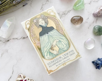Ethereal Visions Illuminated Tarot Card Deck by Matt Hughes | Gold Foil 80 Card Tarot Deck & 48 Page Booklet | Art Nouveau Tarot Cards