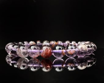 7mm Sacred Seven Crystal Bracelet: Polished Melody Stone Gemstone Bead Stretch Bracelet
