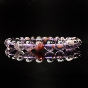 7mm Super Seven Crystal Bracelet: Polished Gemstone Bead Stretch Bracelet