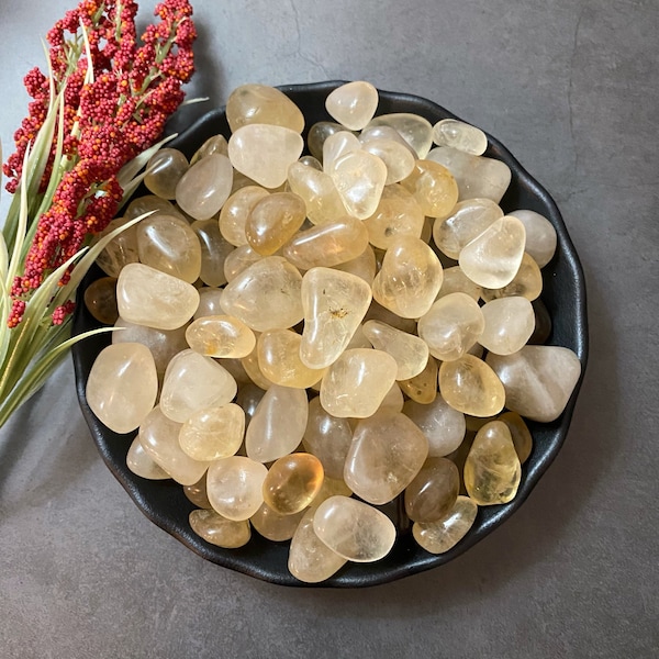 Natural Topaz Tumbled Stones | Polished Golden Natural Topaz Gemstones | Shop Metaphysical Crystals for Solar Plexus