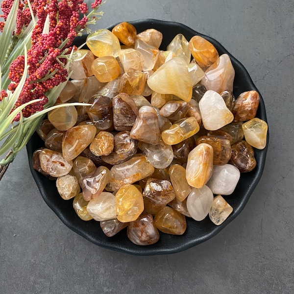 Golden Healer Quartz Tumbled Stones | Polished Golden Healer Quartz Crystal Gemstones | Shop Metaphysical Crystals for Solar Plexus