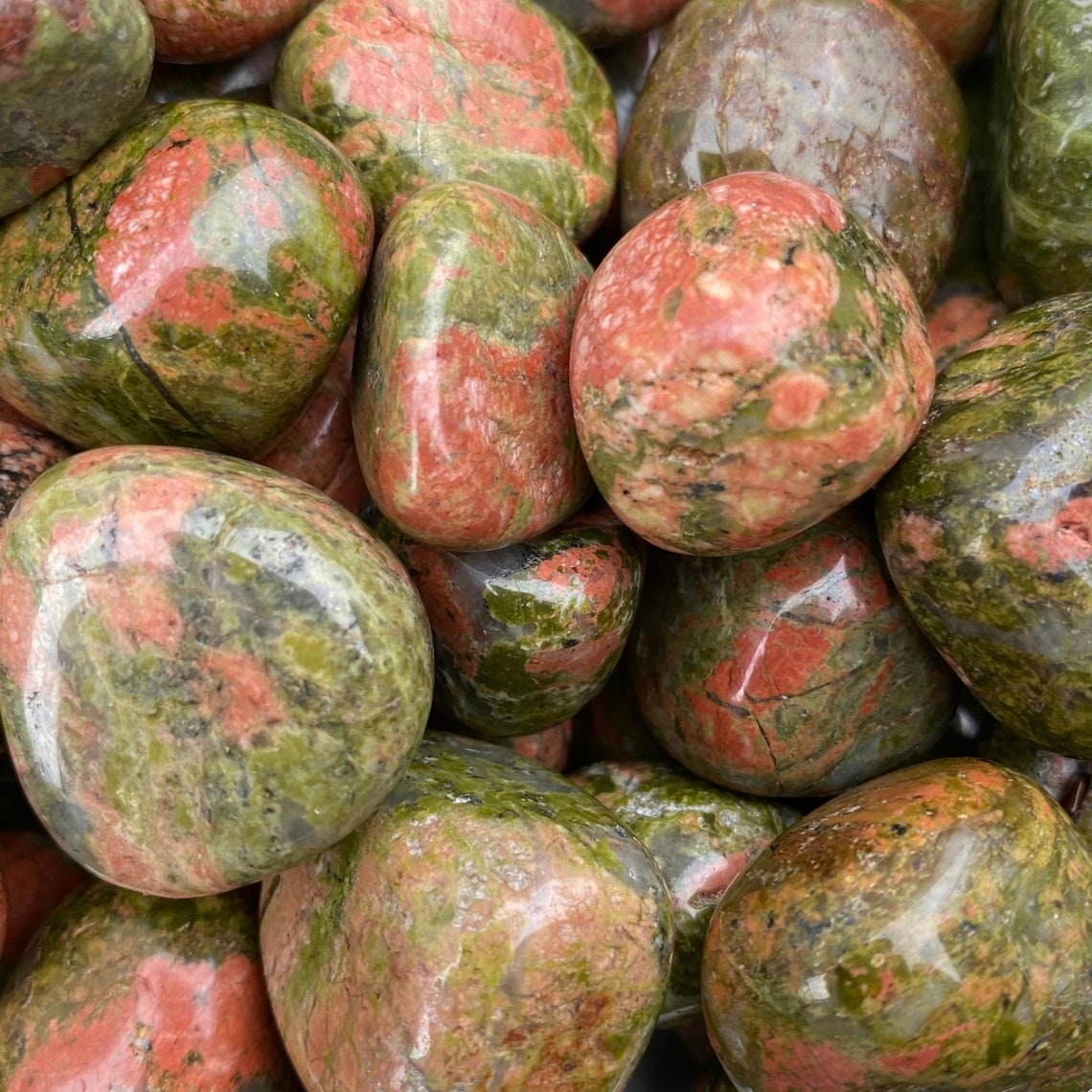 Unakite Tumbled Stone Polished Unakite Stones Reiki Etsy