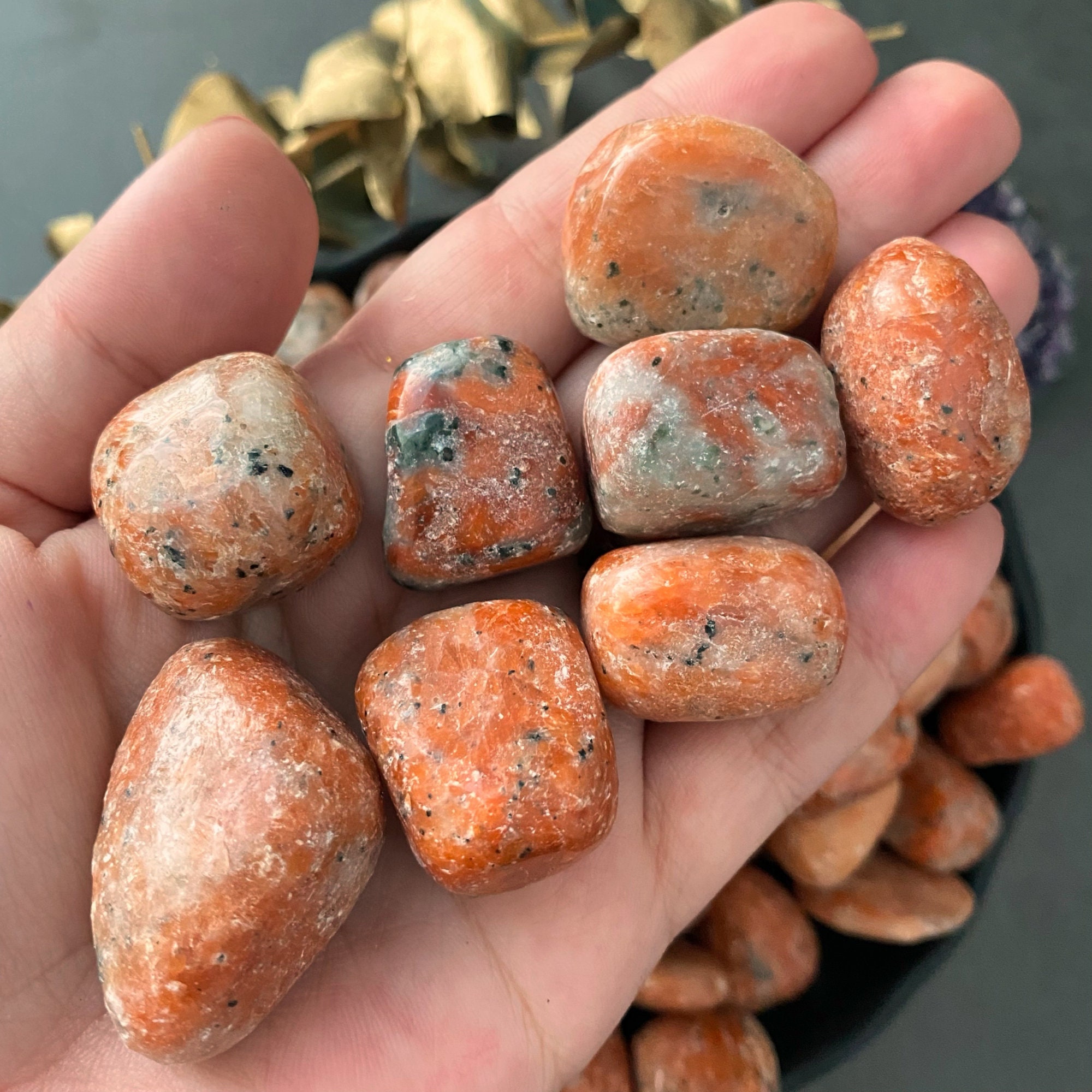 1 Piece Loose Stones Small Natural Crystals Orange Orchid Calcite Tumbled Stone Polished Gemstones Rocks Reiki and Chakras Meditation