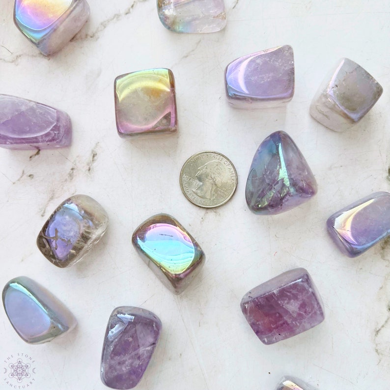 Angel Aura Amethyst Crystal Opal Aura Amethyst Tumble Polished Aura Amethyst Tumbled Stones Shop Metaphysical Crystals, High Vibration image 5