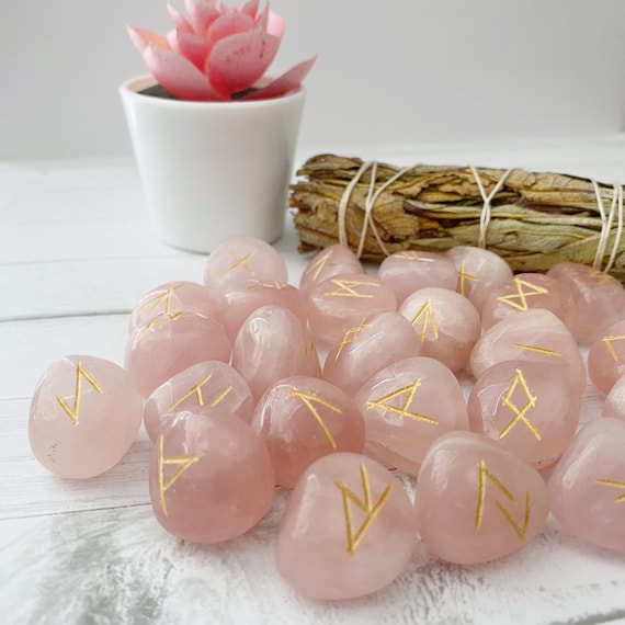 Rose Quartz Runes Rose Quartz Crystal Rune Set Set of 25 - Etsy