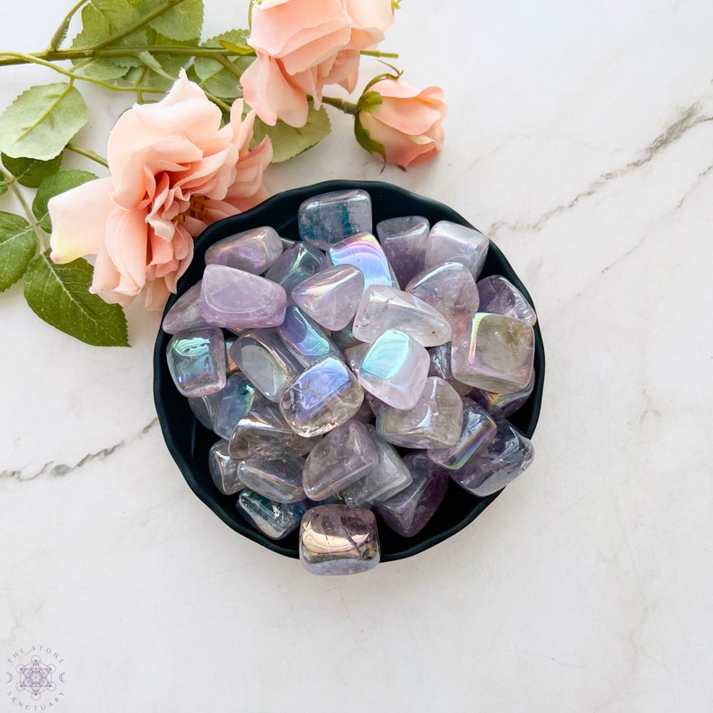 Angel Aura Amethyst Crystal Opal Aura Amethyst Tumble Polished Aura Amethyst Tumbled Stones Shop Metaphysical Crystals, High Vibration image 1