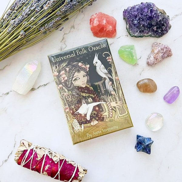 Universal Folk Oracle Card Deck by Anita Inverarity | 44 Folk Oracle Cards and Guidebook | Oracle Meditation Cards | Folk Oracle Cards