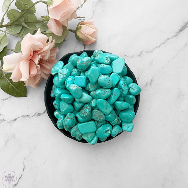 Turquoise Howlite Tumbled Stones | Polished Turquoise Howlite Gemstones | Shop Metaphysical Crystals for Throat Chakra