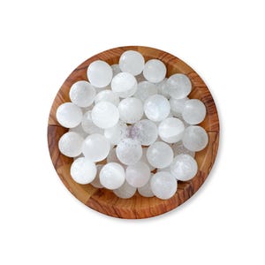 Mini Selenite Sphere, Polished Selenite Crystal Stones, Tumbled Satin Spar, Shop Metaphysical Crystals for Crown Chakra, Individual or Bulk