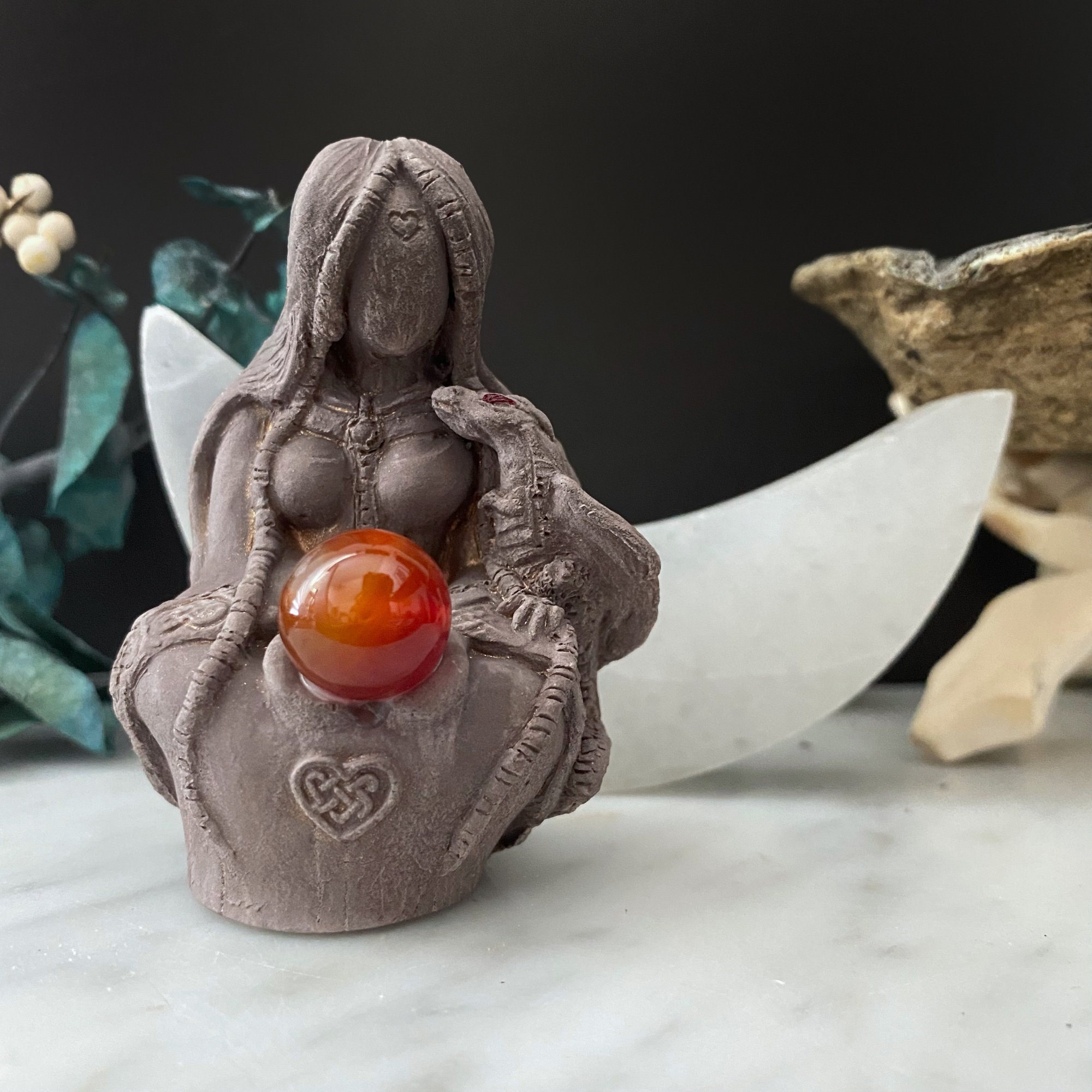 Artisan Ceramic Moon Goddess Altar Figurine statue Fertility Goddes