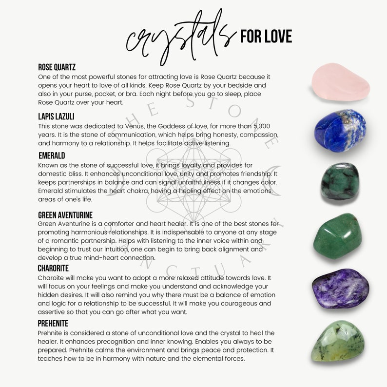 Crystals for Love and Romance Crystals for Attraction Set Etsy