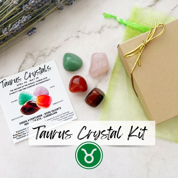 Taurus Crystal Set | Kit of 4 Crystals for Taurus | Great Idea for Birthday Gift for Him, Her | Shop Metaphysical Zodiac Crystals