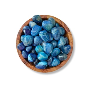 Blue Onyx Tumbled Stones | Polished Blue Onyx Crystal Gemstones (Dyed) | Shop Metaphyscial Crystals for Third Eye Chakra, Bulk Lot Available