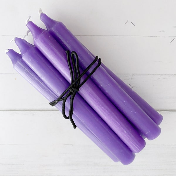 5" Purple Unscented Spell Candles, Purple Witch Chime Candles for Spells, Ritual Candles, Small Bulk Candles, Purple Candles for Spellwork