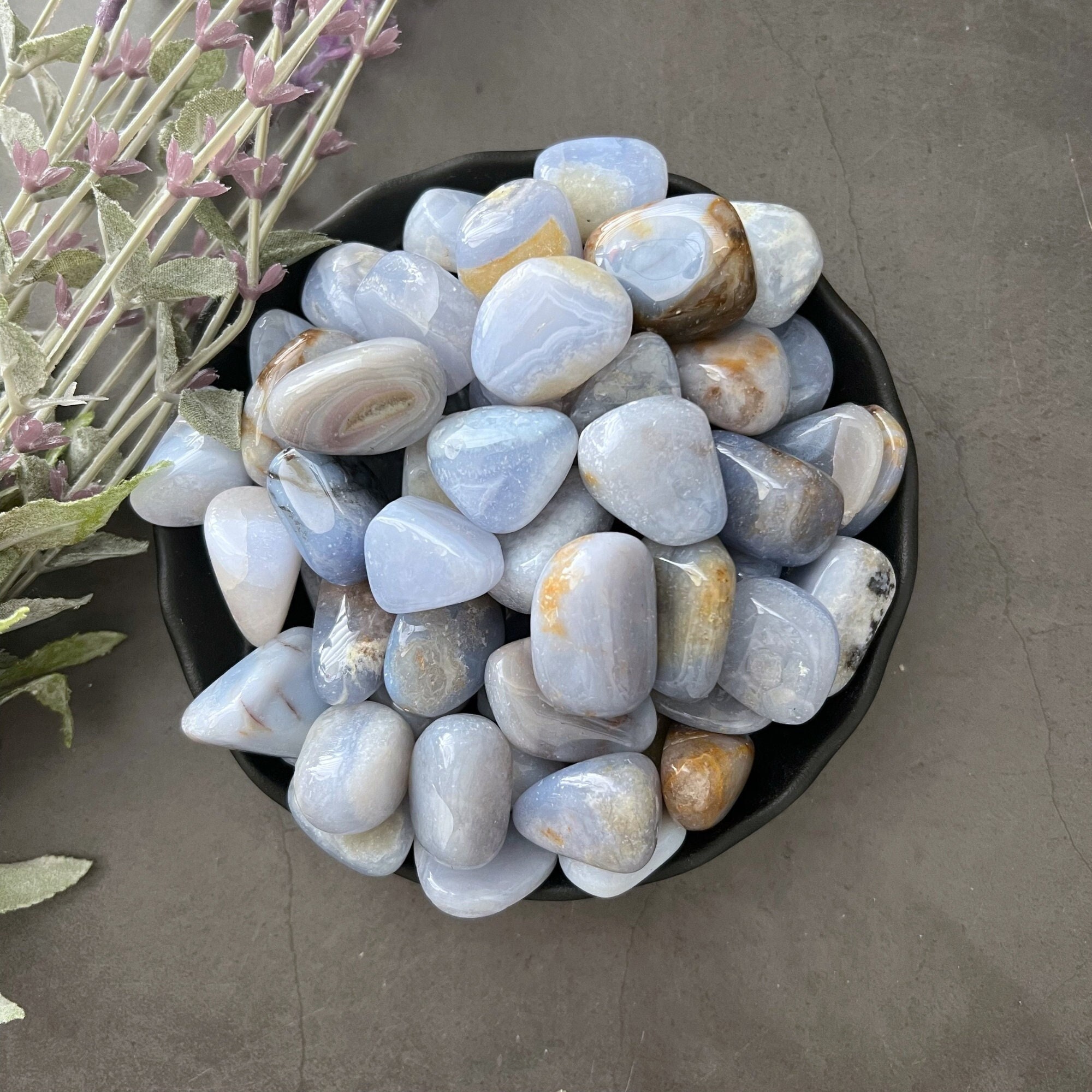 Blue Chalcedony Tumbled Stones | Polished Blue Chalcedony Crystal Gemstones | Shop Metaphysical Crystals for Throat Chakra