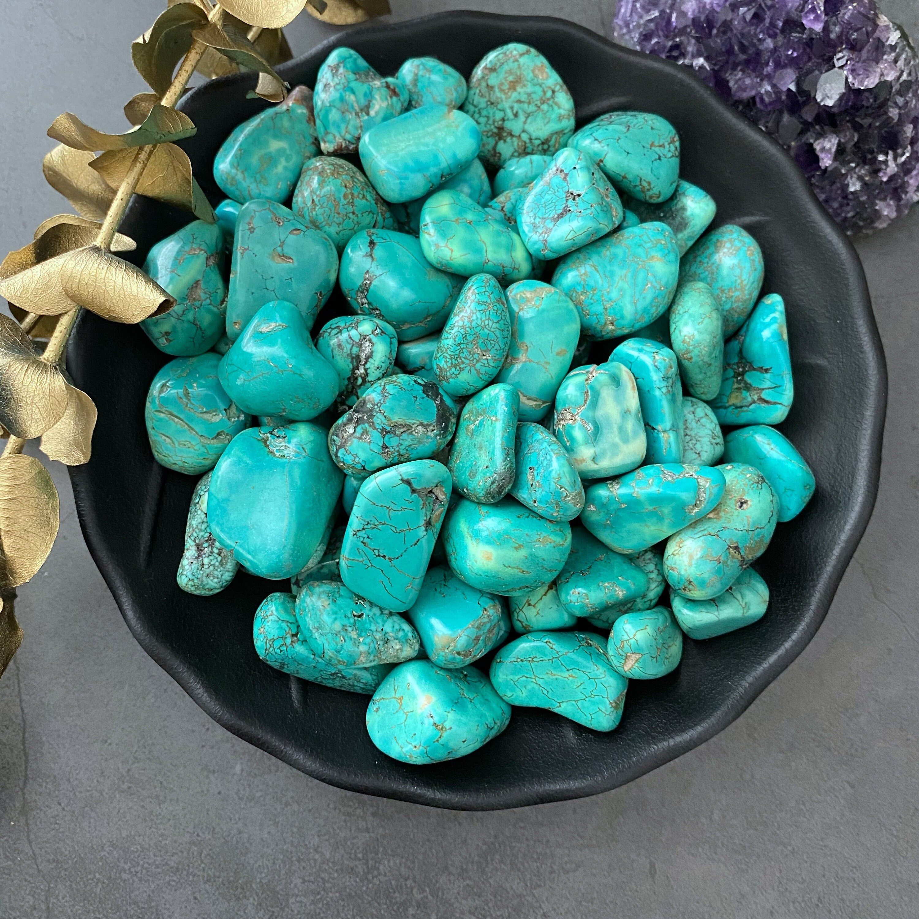 Turquoise Howlite Tumbled Stone Blue Howlite Stones Reiki Etsy