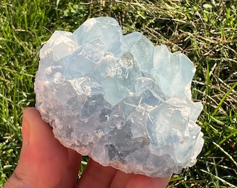 Raw Natural Celestite Clusters | Rough Blue Celestite Geode | Blue Celestine Point, Choose Size | Shop Metaphysical Crystals, Throat Chakra