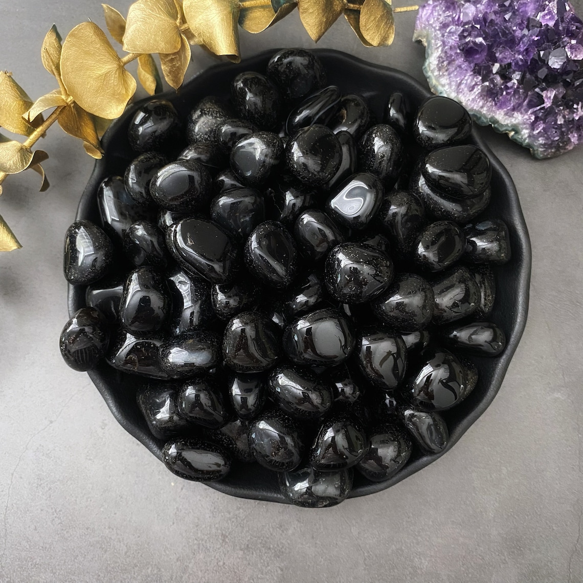 Black Onyx Polished Tumbled Stones Onyx Crystal Reiki Etsy