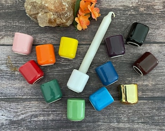 Chime Ceramic Holders for Ritual Candles, Mini Chime Candle Holders, Ritual Candle Holders for Spells, Candle Magic, Meditation, 14 Colors