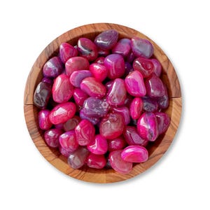 Pink Agate Tumbled Stones | Polished Pink Agate Crystal Gemstone (Dyed) | Shop Metaphysical Crystals for Heart Chakra, Individual or Bulk