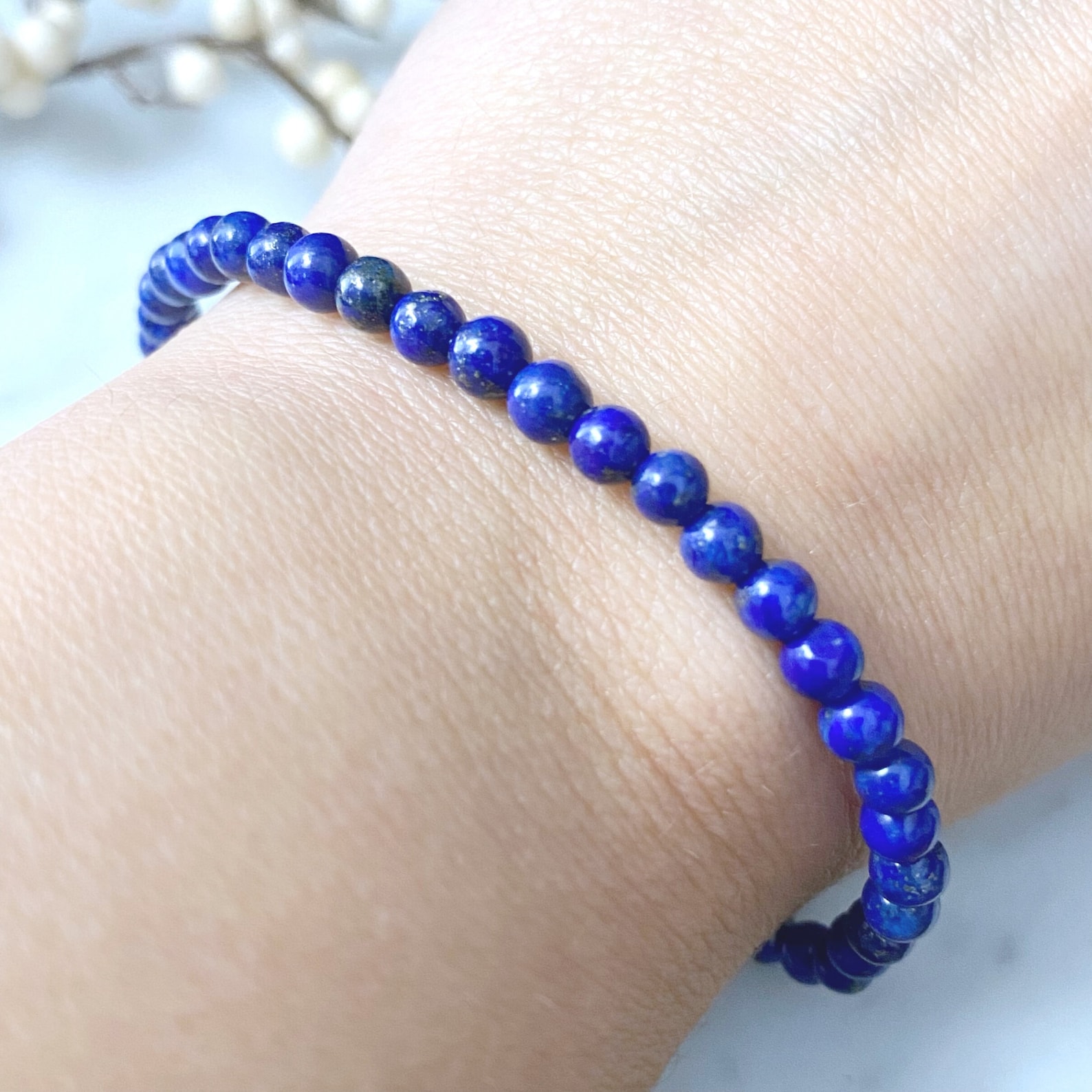 The Dices Roll Lapis Lazuli Bracelet 4mm in Blue main image 1