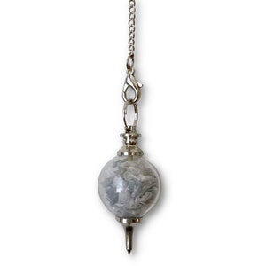 Angelite & Selenite Pendulum | Round Glass Sephoroton Pendulum w/Angelite and Selenite Chips | Sephiroth Dowsing Pendulum image 7