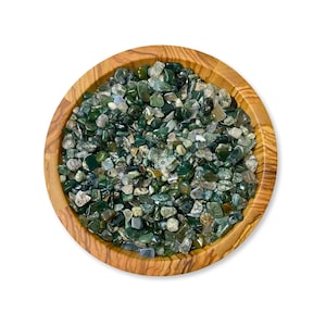 Green Moss Agate Crystal Chips | Mini Green Moss Agate Roller Ball Crystal Gemstone Chips for Orgone, Candles, Crafts, Jewelry, Spells, Art
