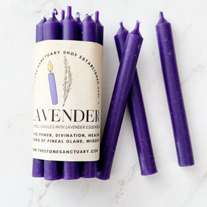 Lavender Scented Purple Spell Candles, 5 Purple Chime Candles, Witch Candles, Ritual Candles, Small Bulk Candles, Purple Candles for Wisdom image 4