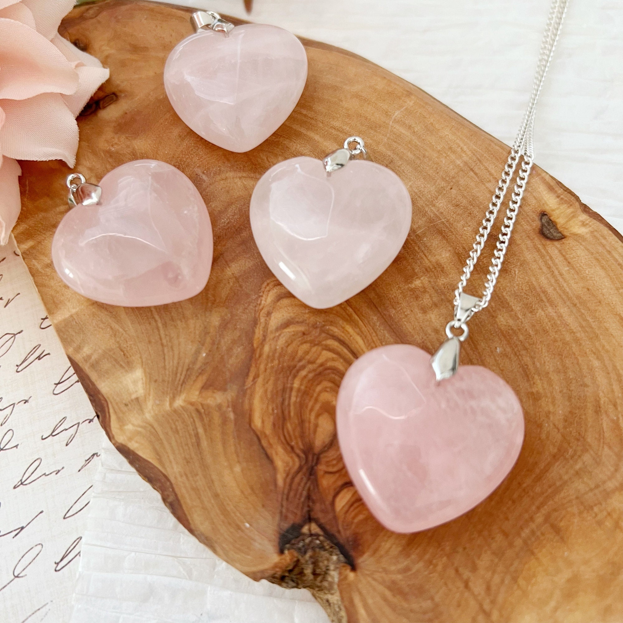 Rose Quartz Puffy Heart Gemstones - Handmade in the USA - , LLC