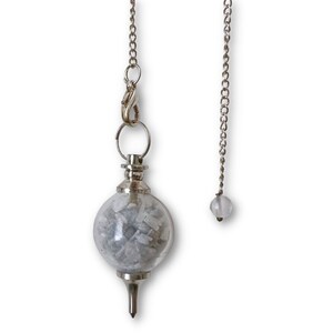 Angelite & Selenite Pendulum | Round Glass Sephoroton Pendulum w/Angelite and Selenite Chips | Sephiroth Dowsing Pendulum image 8