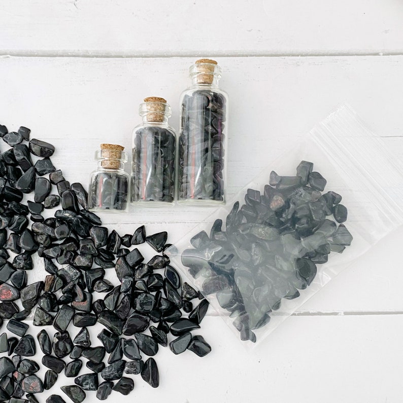 Black Tourmaline Crystal Chips Mini Black Tourmaline Roller Ball Crystal Gemstone Chips for Orgone, Candles, Crafts, Jewelry, Spells, Art image 5