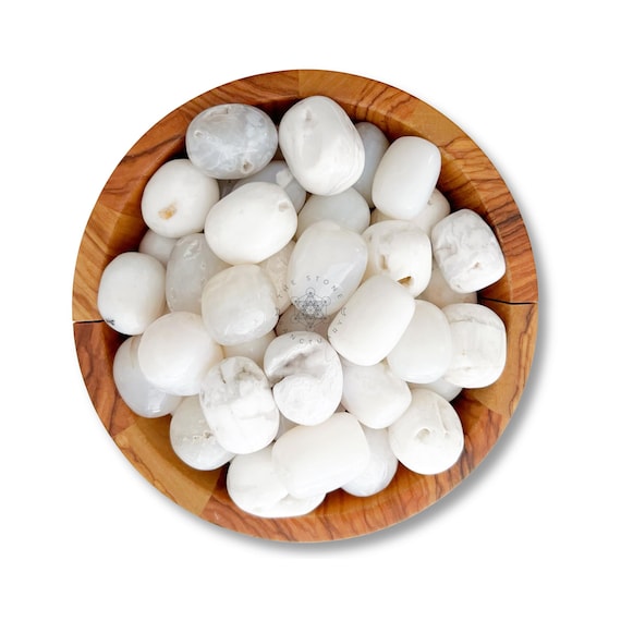 White Agate Tumbled Stones | Polished White Agate Crystal Gemstones | Shop White Metaphysical Crystals for Crown Chakra