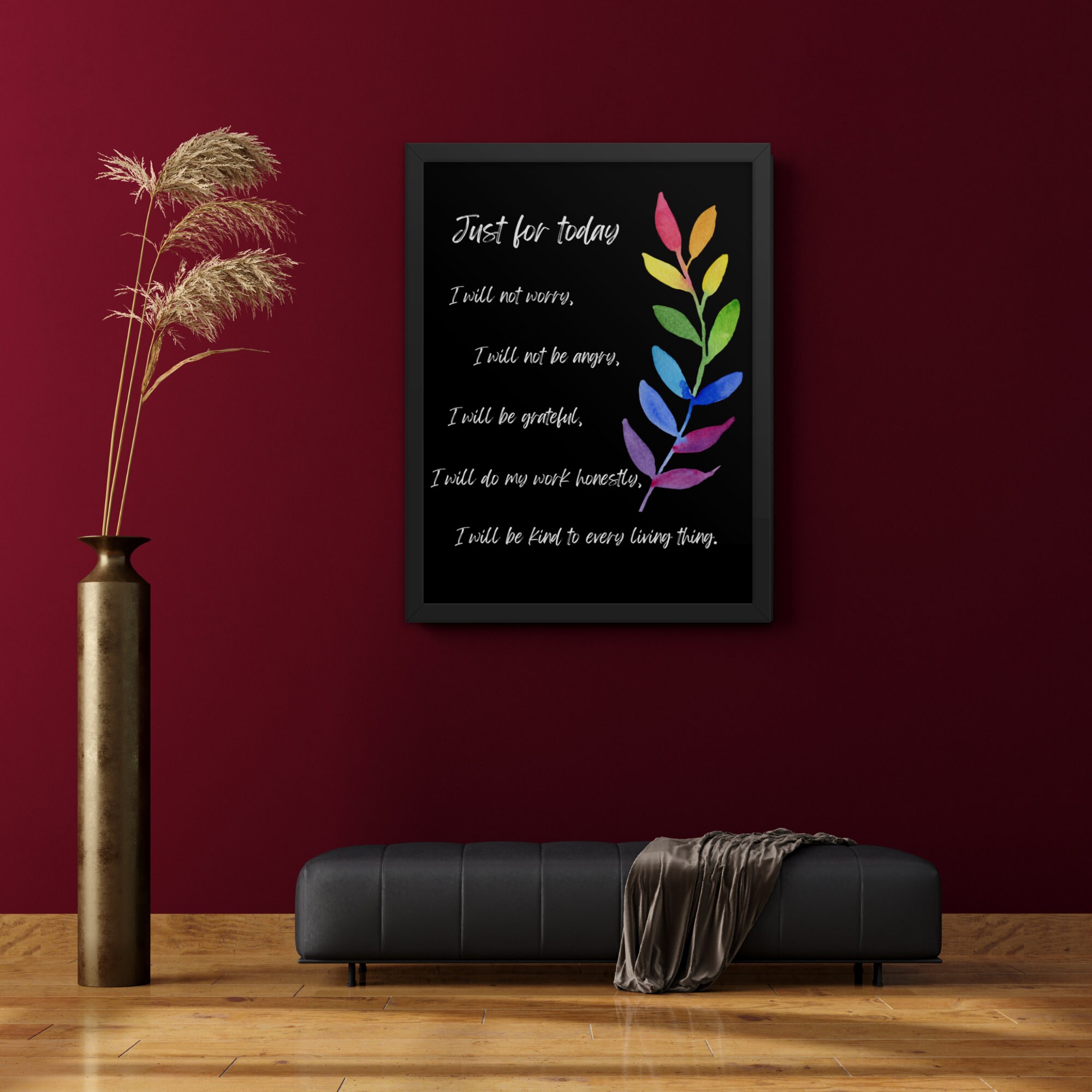 Just for Today Reiki Principles Wall Art Printable Poster | 5 Reiki ...