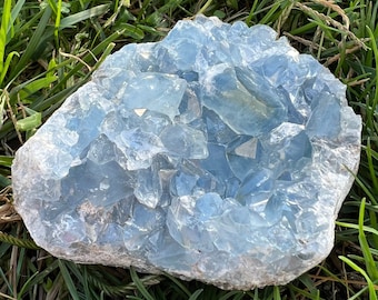 Large Celestite Cluster Geode | Raw Natural Blue Celestine Points | Select Your Size