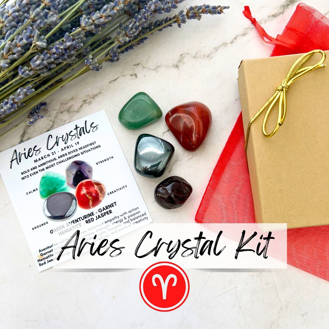 Aries Crystal Set Kit of 4 Crystals for Aries Great Idea for Birthday