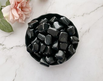 Shungite Tumbled Stones | Polished Natural Shungite Crystal Gemstone | Shop Black Metaphysical Crystals for Empaths, Root Chakra, Earth Star