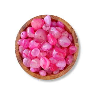 Pink Onyx Tumbled Stones | Polished Pink Onyx Gemstones (Dyed) | Shop Metaphysical Crystals for Heart Chakra, Bulk Lots Available