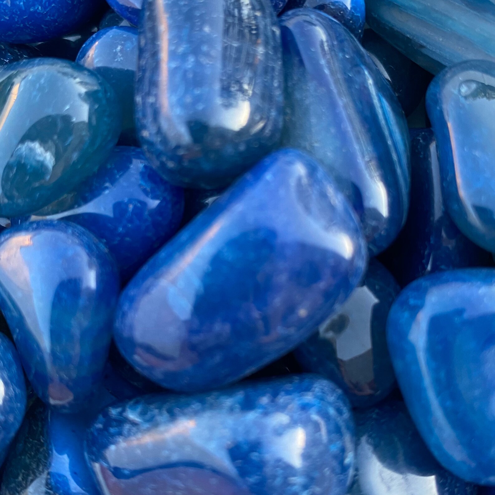 Blue Agate Tumbled Stone Polished Blue Agate Stones Reiki Etsy